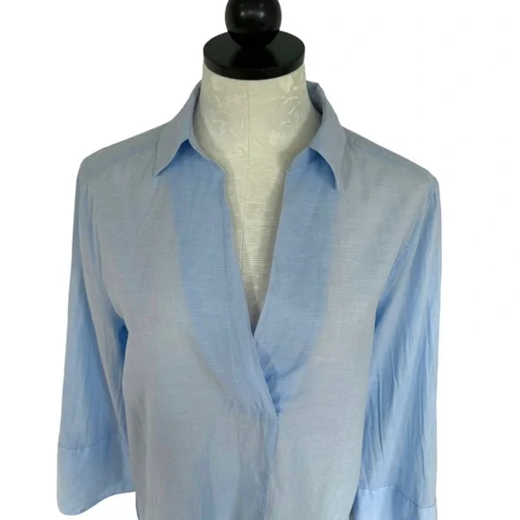 H&M Blouse in woven cotton fabric wide sleeves Collar wrapover V-Neck Size 8 - Picture 3 of 16
